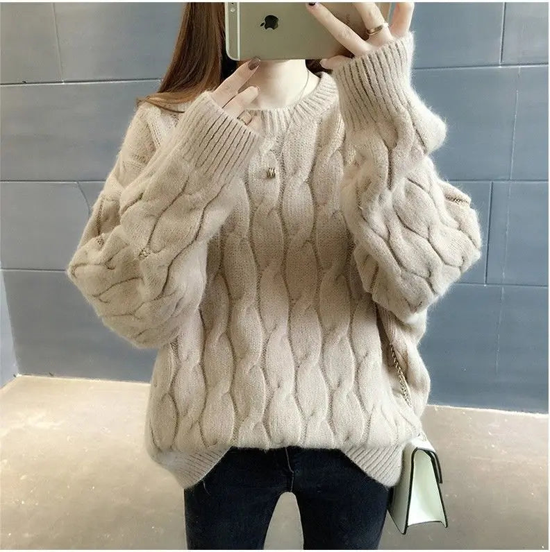 Women's Loose Round-Neck Knit Pullover