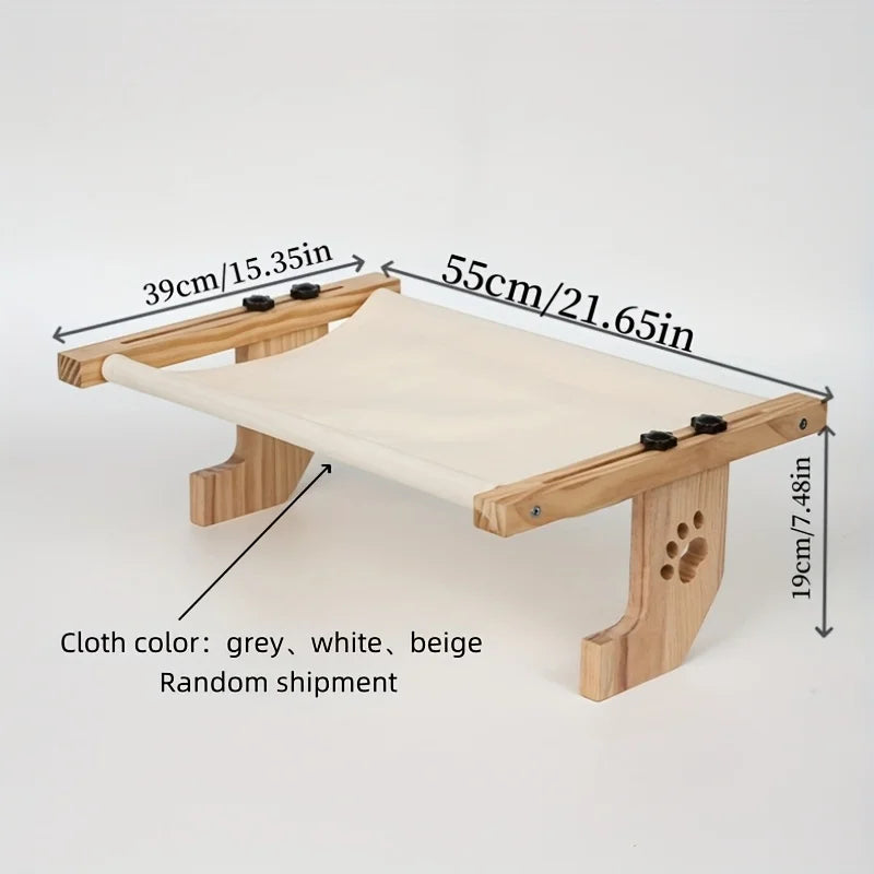 Adjustable Cat Window Perch with Wood & Metal Frame
