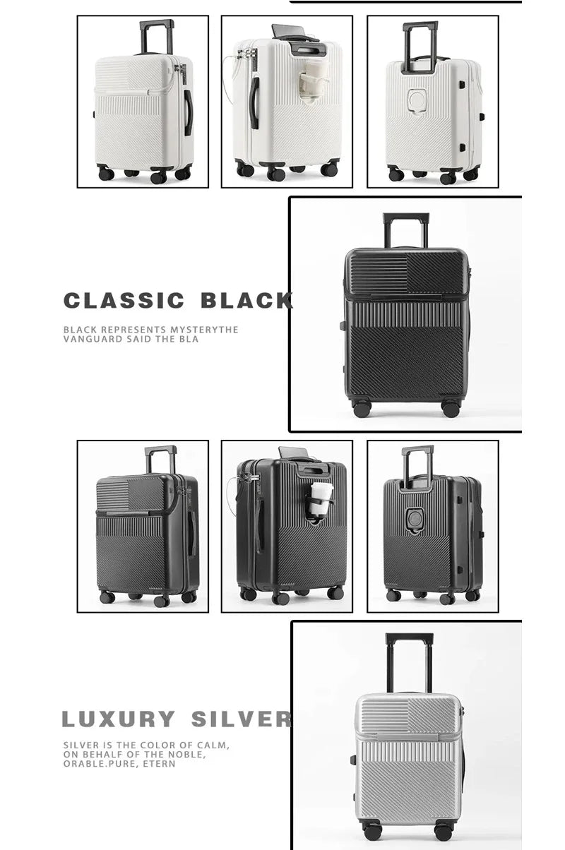 BunnyFly 20-inch Lightweight Carry-on Business Suitcase with Cup Holder Stylish Compact Luggage for Travel Whispering Desires Shoppe