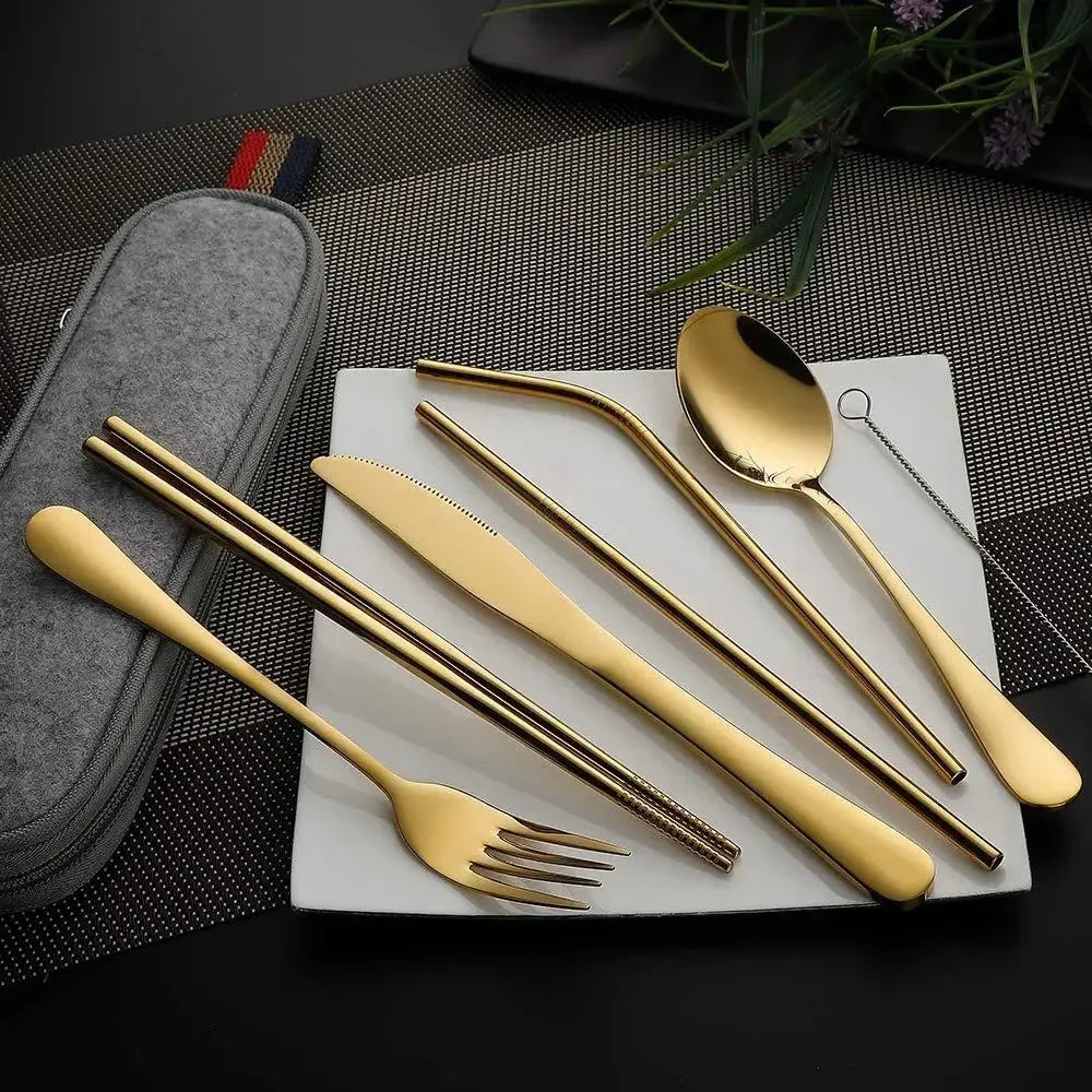 Portable Stainless Steel Travel Cutlery — 8-Piece Set