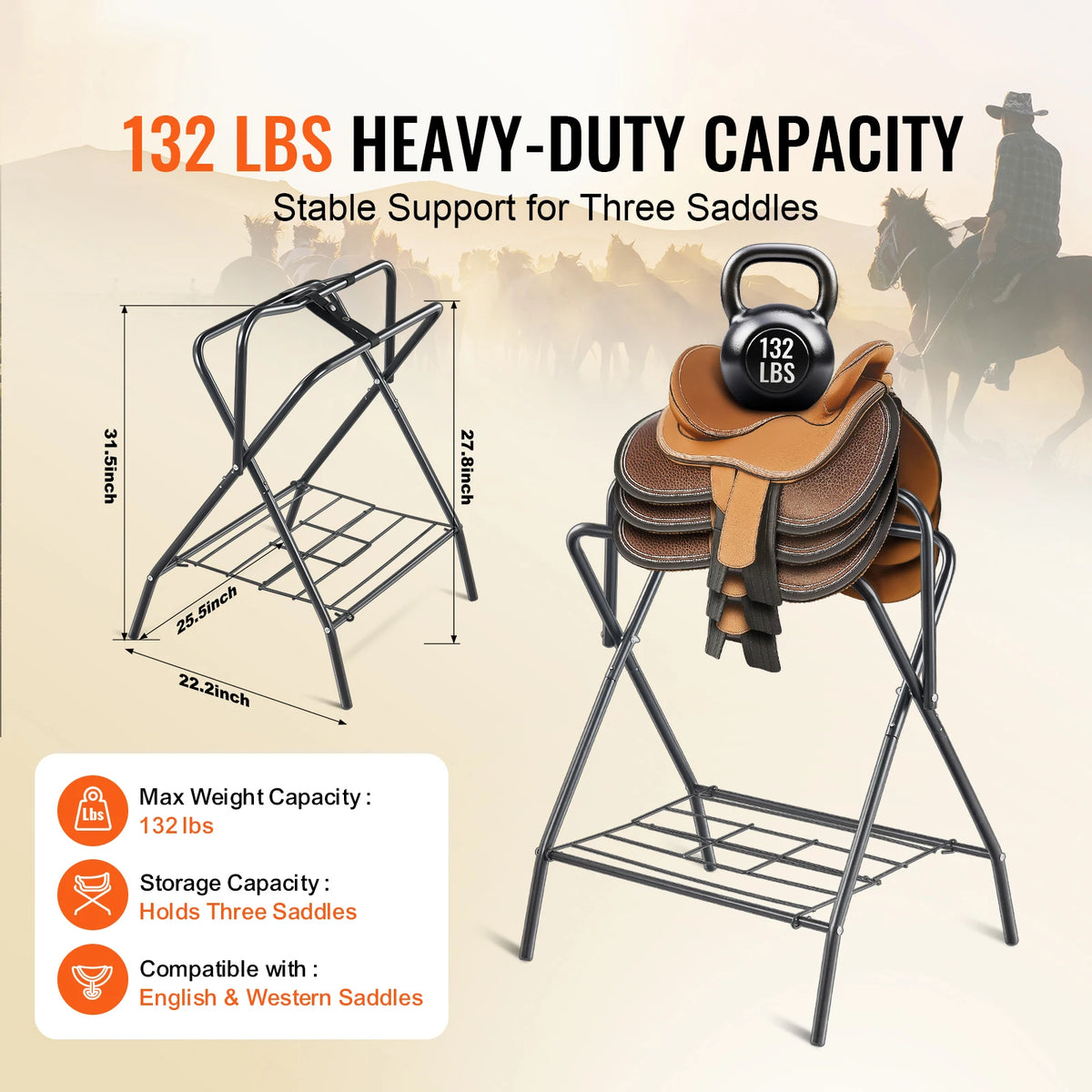 SucceBuy Folding Steel Saddle Rack