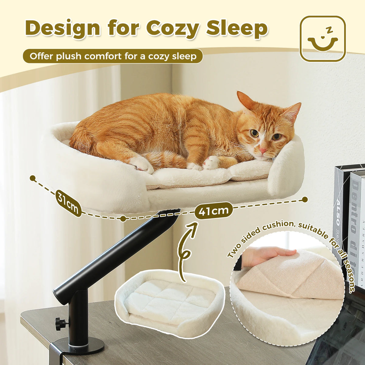 360° Rotating Desk-Mounted Cat Bed