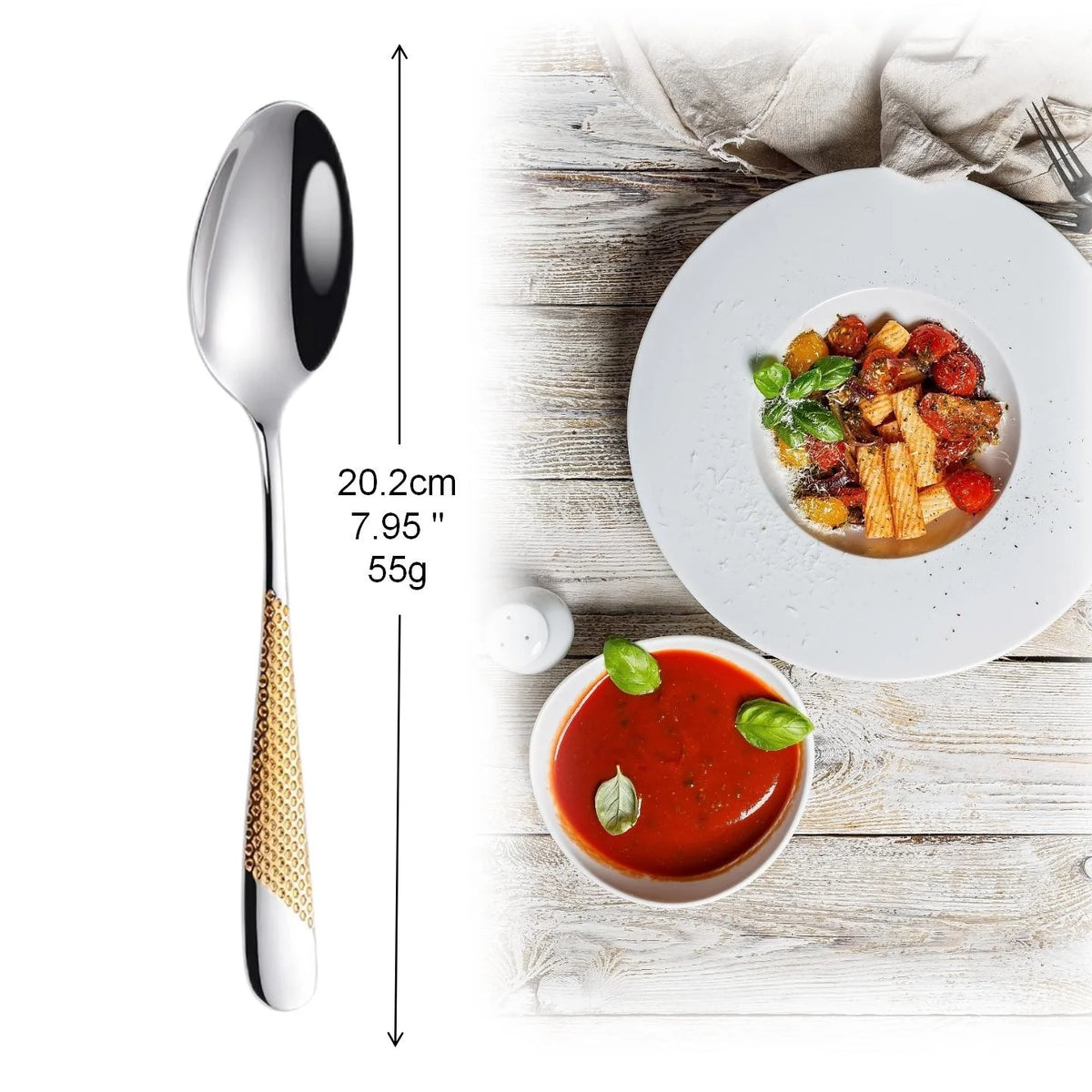 Hammered-Handle Stainless Steel Dinner Spoons