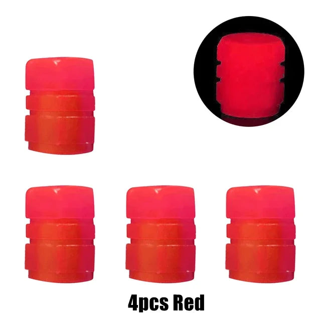 Glow-in-the-Dark Tire Valve Caps – Set of 4