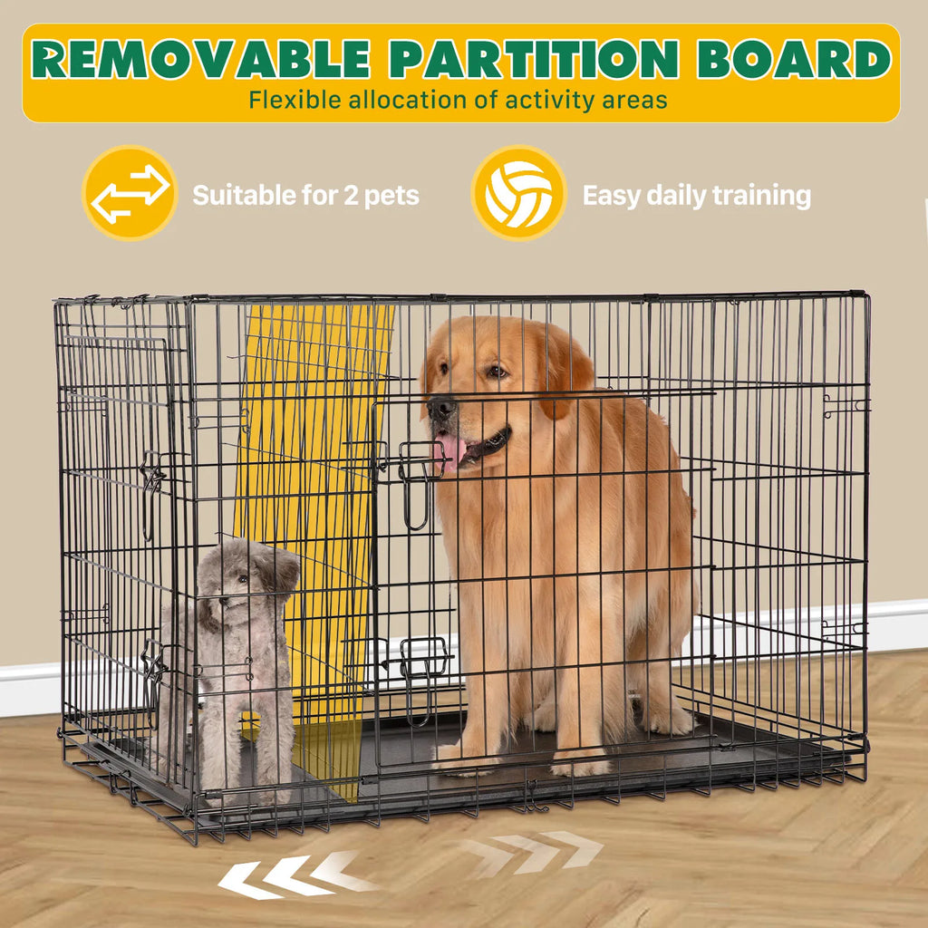 JHK 48" Double-Door Folding Wire Dog Crate