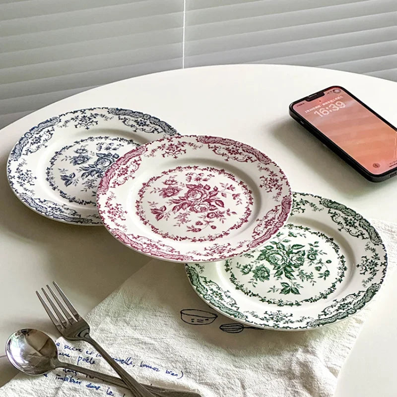 Vintage Rose Ceramic Plates — 20 or 25 cm