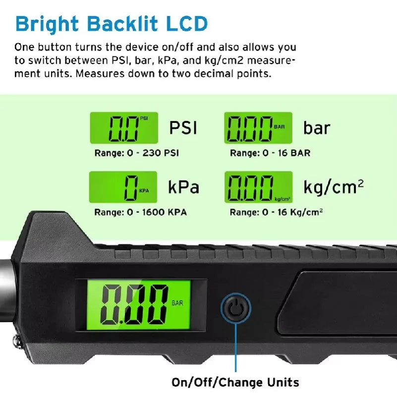 Digital Dual-Head Tire Pressure Gauge – 230 PSI