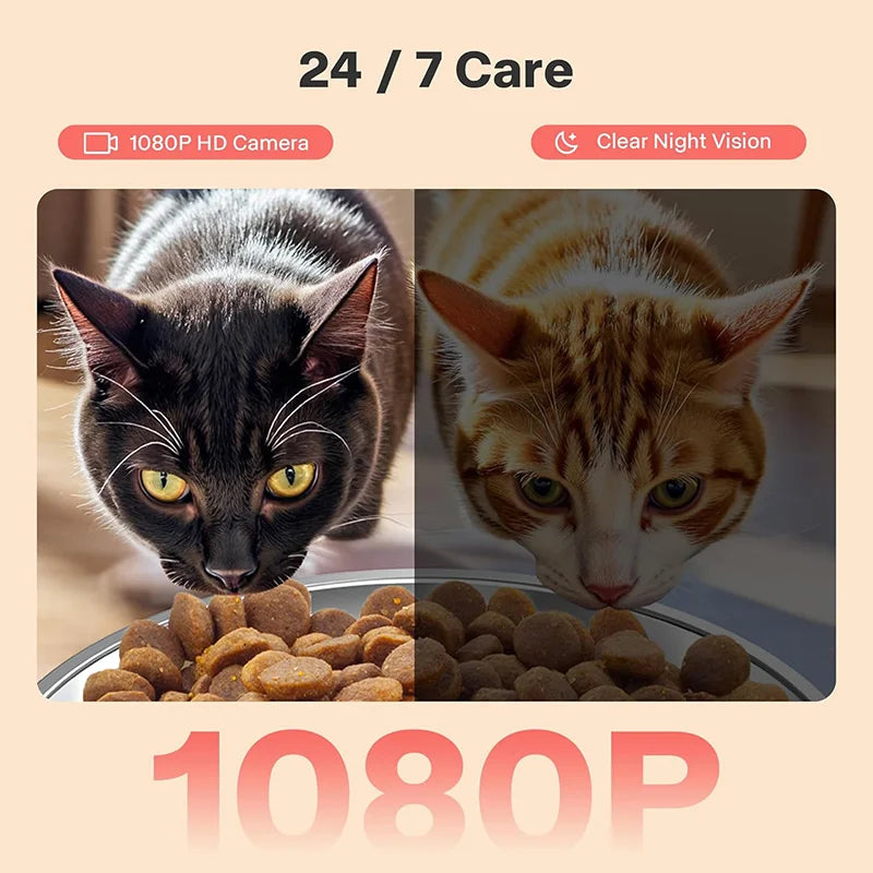 NITYERS 7L Camera Pet Feeder with Double Bowls