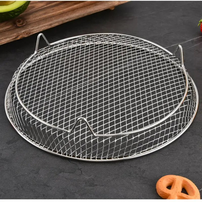 Round Stainless Steel Air Fryer Rack with Feet