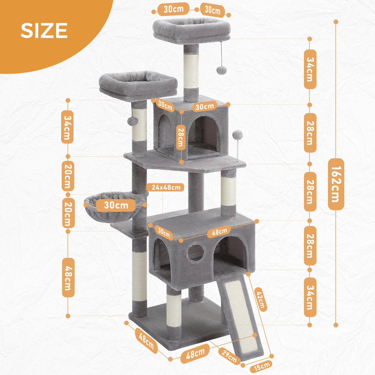162cm Cat Tree with Sisal Posts & Hammock