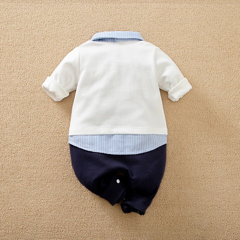 Baby Long-Sleeve Knitted Cotton Romper