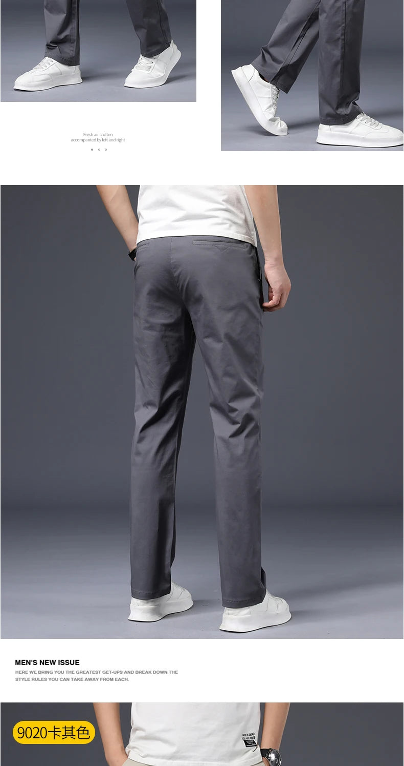Men's Cotton-Blend Straight-Leg Stretch Pants
