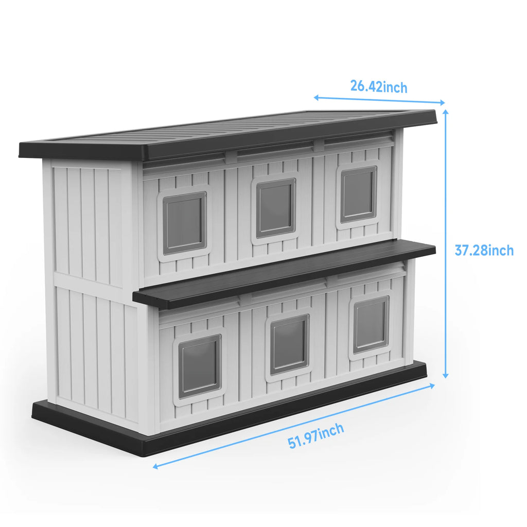 Two-Tier Resin Cat House with Access Doors