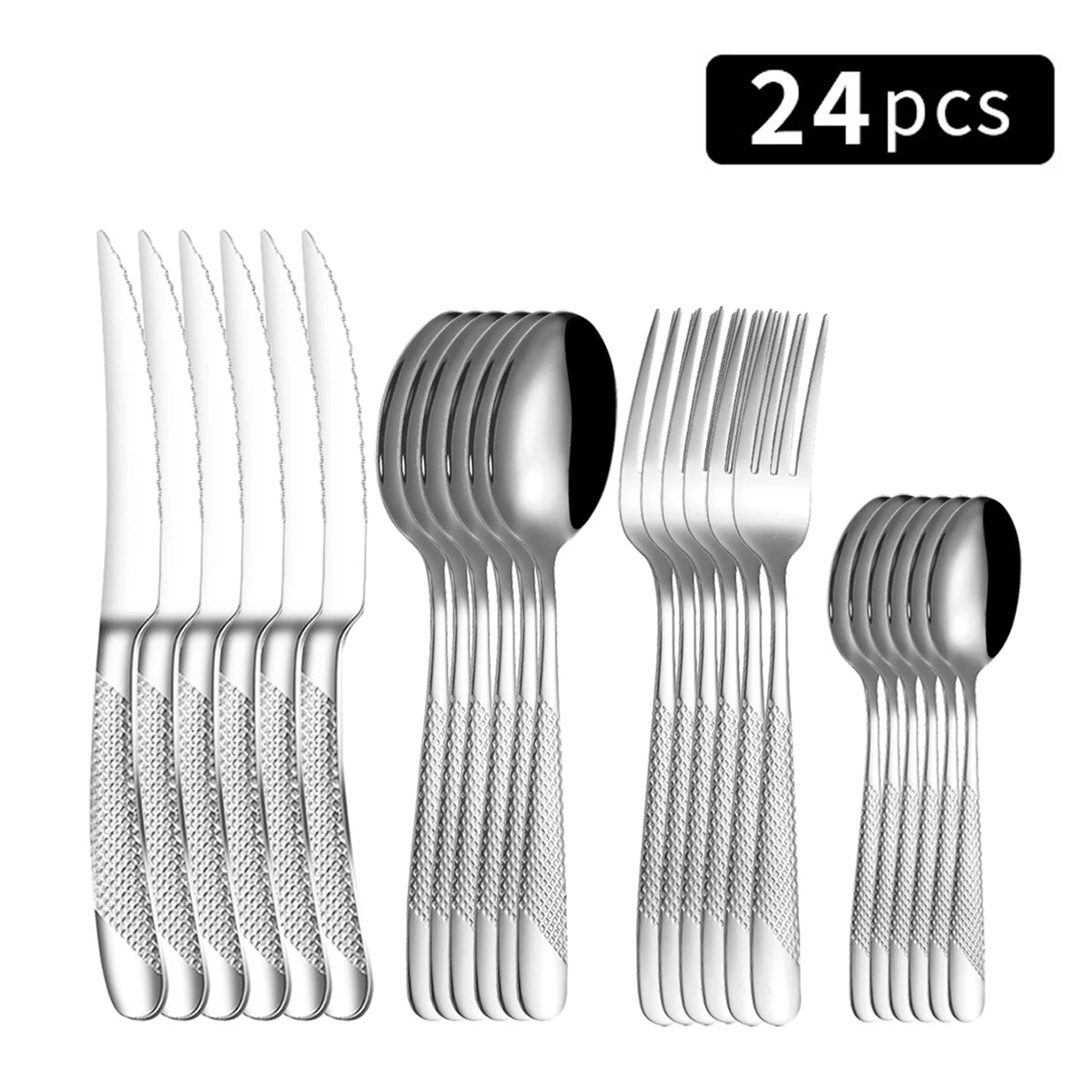 Star Diamond Stainless Steel Flatware — 24 Pieces