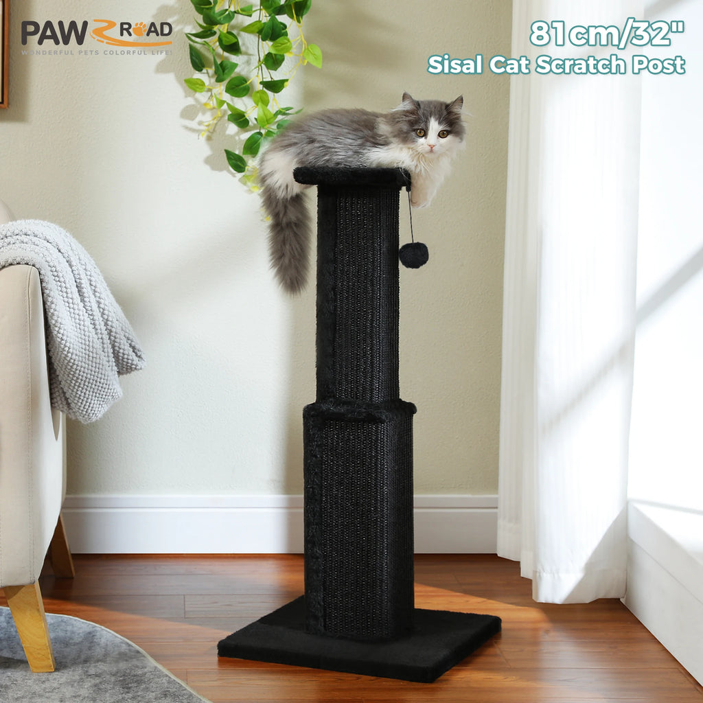Tall Sisal Cat Scratching Post with Dangling Ball