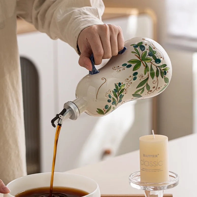 Decorative Ceramic Oil and Vinegar Dispenser