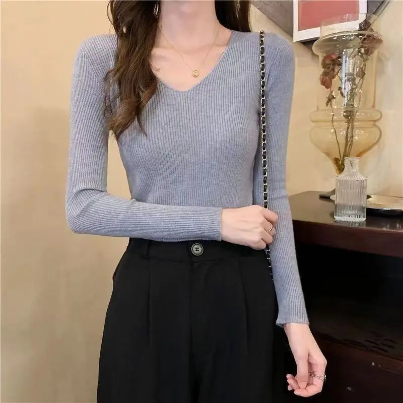 Women's Slim V-Neck Knit Sweater