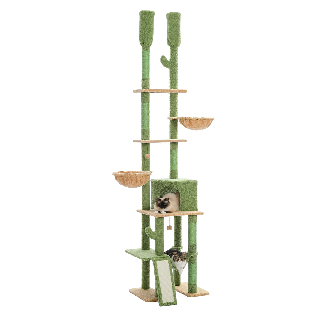Cactus Cat Tree Floor to Ceiling Cat Tower with Sisal Scratching Post,Comfortable Hammock for Multi-Cat Homes,Cat Accessories Whispering Desires Shoppe