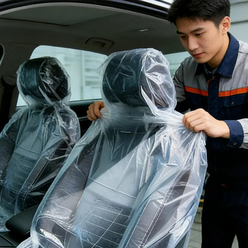 Disposable Plastic Car Interior Covers – 5-Piece Set