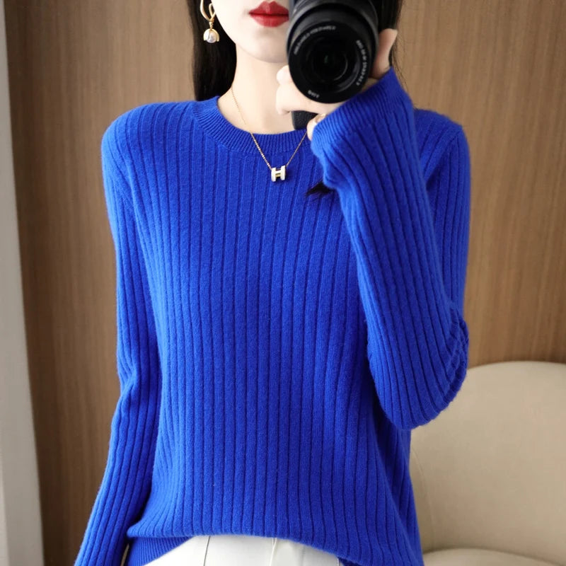 Women's Long-Sleeve Round-Neck Knit Pullover