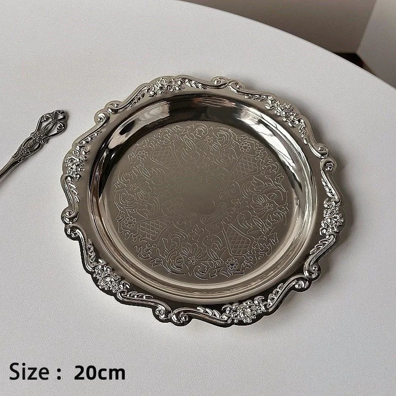 Vintage-Style Stainless Steel Dessert Plates