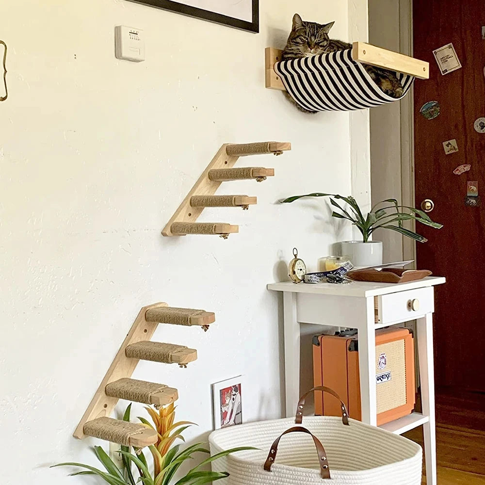 Wall-Mounted Four-Step Cat Climbing Shelf