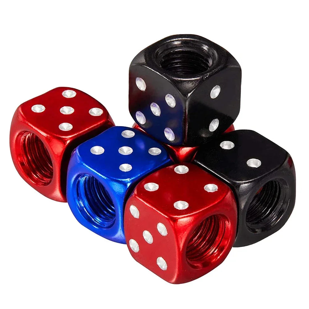 Aluminum Dice Tire Valve Caps – Set of 4
