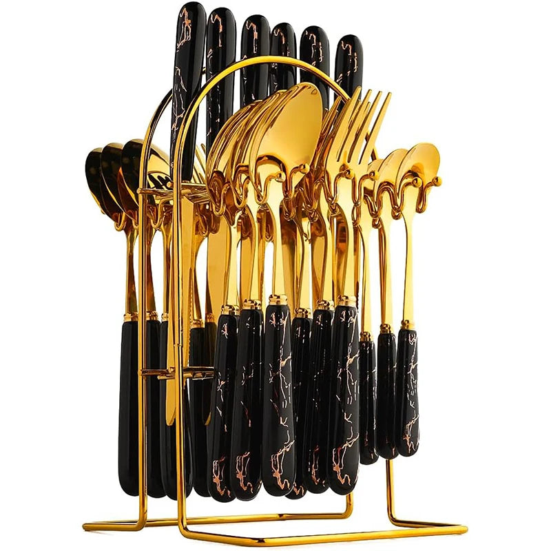 LMETJMA Stainless Steel Flatware — 24 Pieces