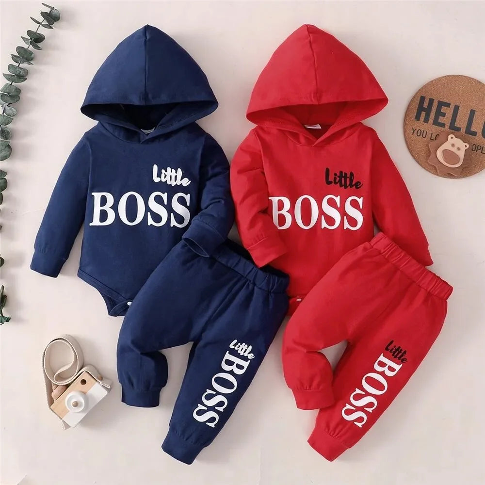 Baby Letter-Print Hooded Top and Pants Set