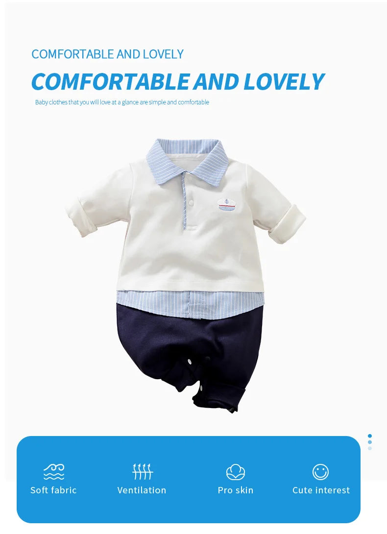 Baby Long-Sleeve Knitted Cotton Romper