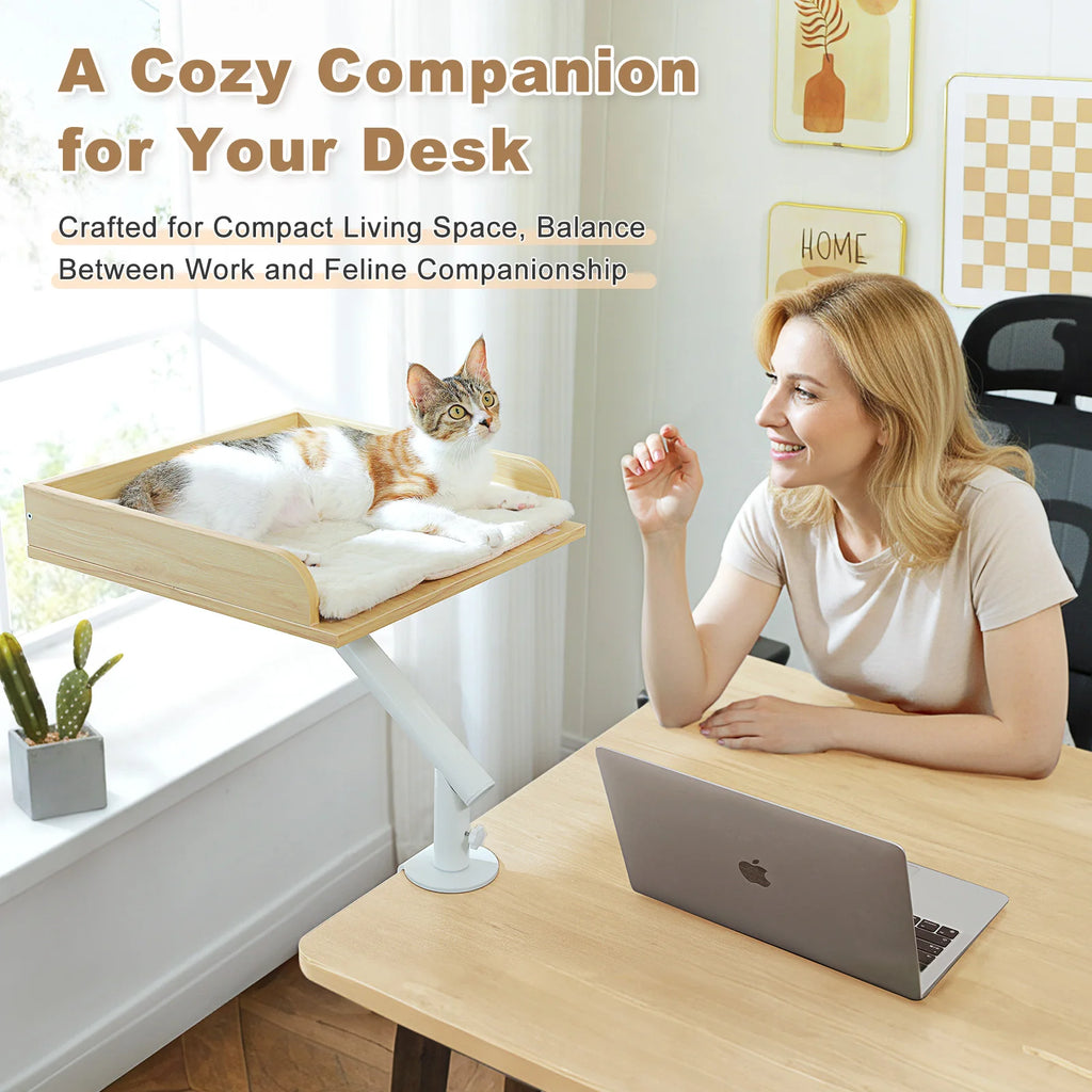 360° Rotating Desk-Mounted Cat Bed