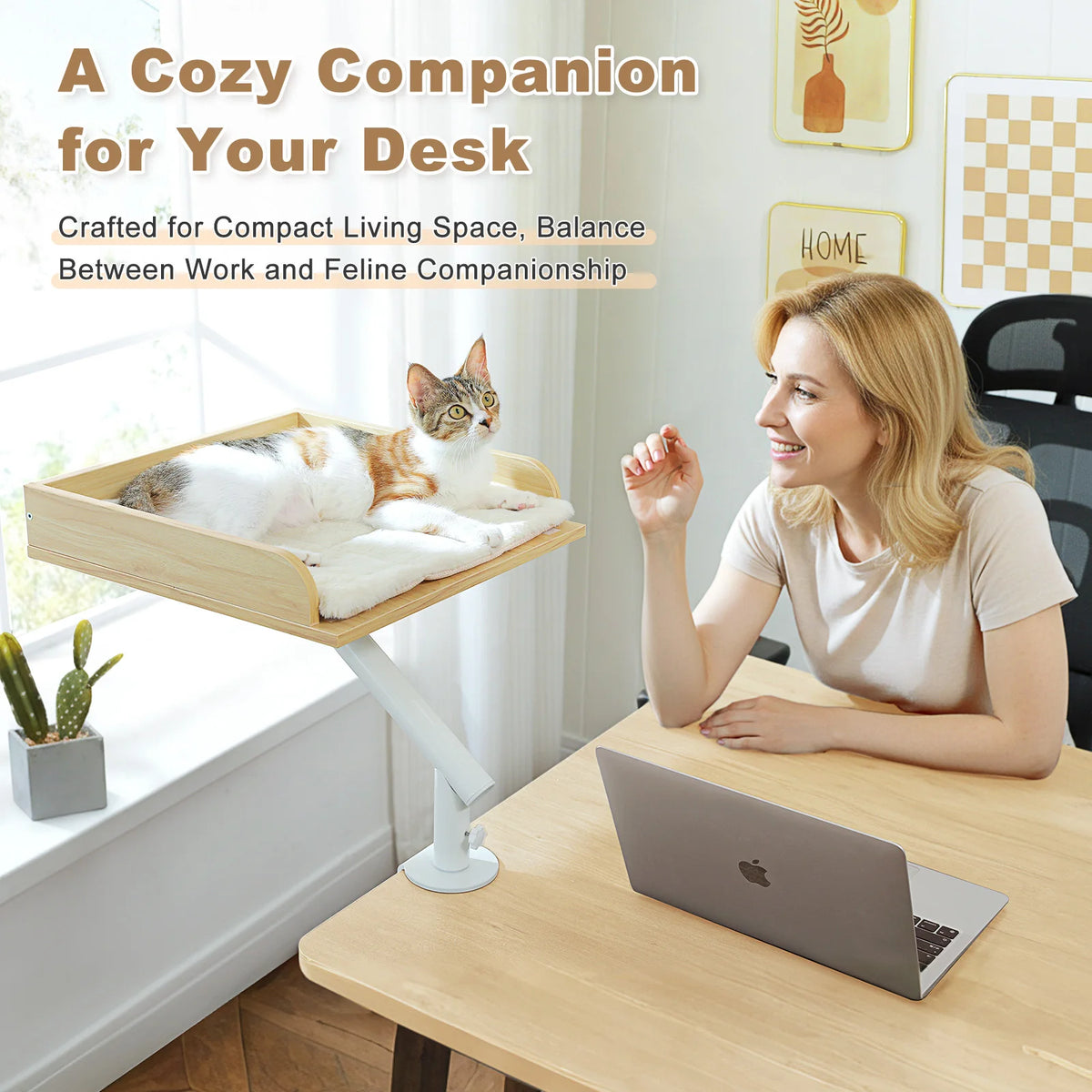 360° Rotating Desk-Mounted Cat Bed