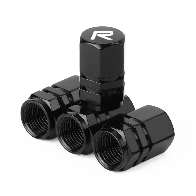 Aluminum R-Emblem Tire Valve Caps – Set of 4