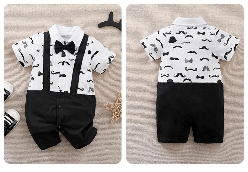 Baby Cotton Short-Sleeve Collared Romper