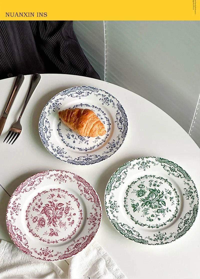 Vintage Rose Ceramic Plates — 20 or 25 cm