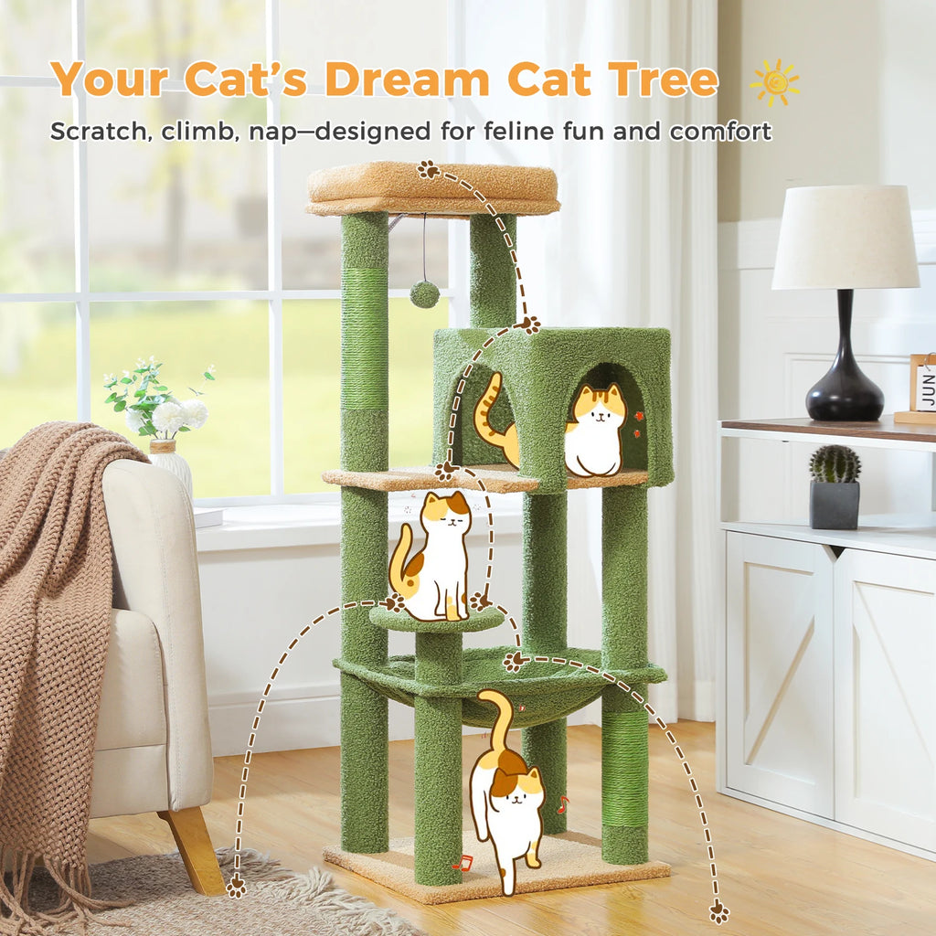 113cm Five-Level Cat Tree with Hammock & Condo