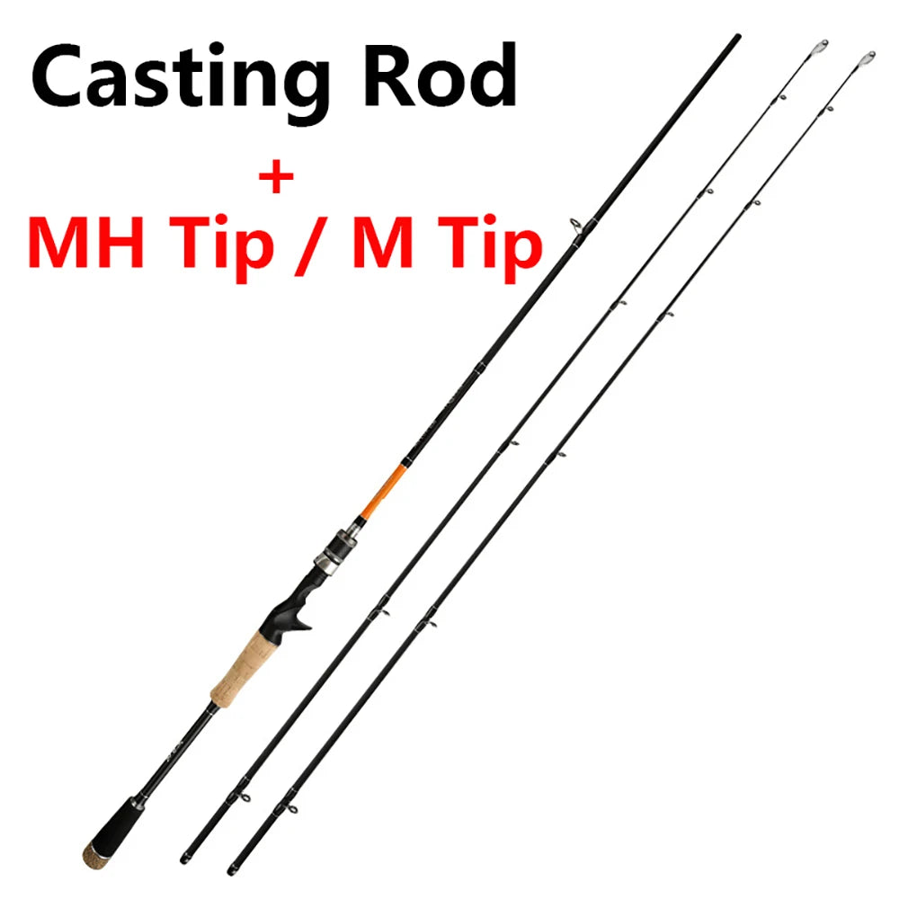 Carbon Fishing Rod with Two Tips — 1.8, 2.1 or 2.4 m