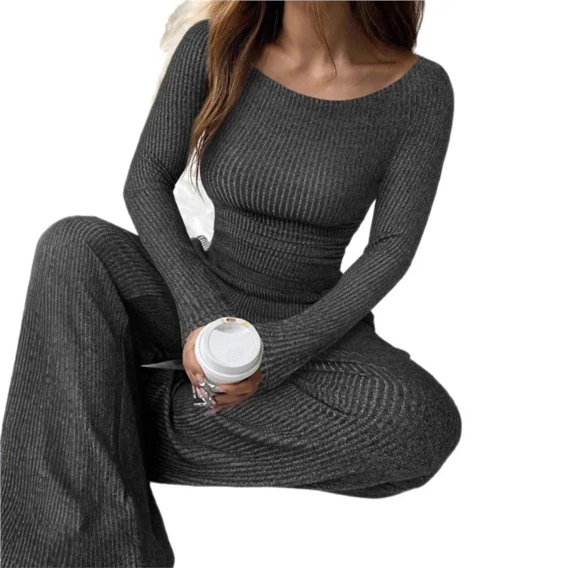 Solid Pullover Top & Pants Set