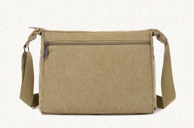 Unisex Canvas Multi-Pocket Crossbody Satchel