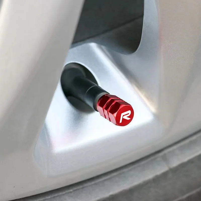 Aluminum R-Emblem Tire Valve Caps – Set of 4