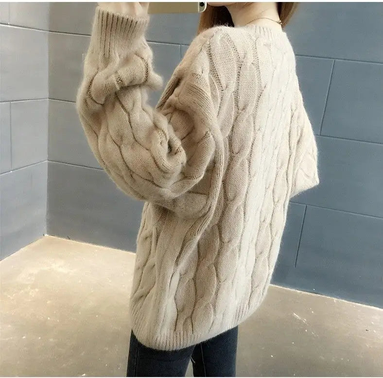 Women's Loose Round-Neck Knit Pullover