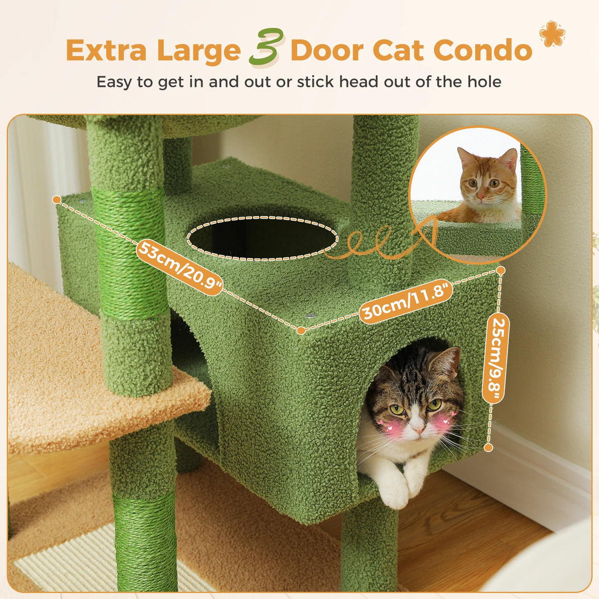 184cm Cat Tree with Hammock, Condo & Scratching Posts