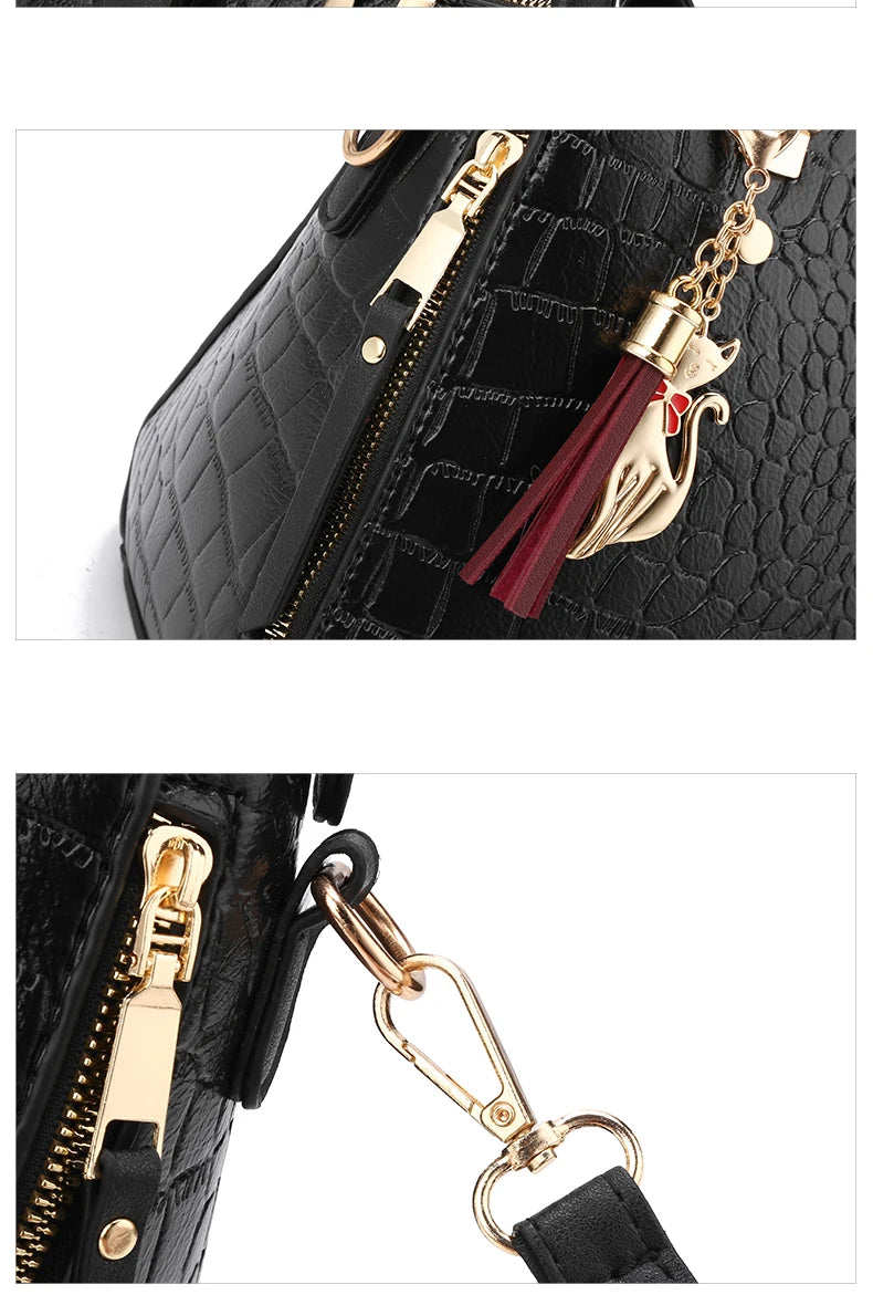 Women's Crocodile-Embossed PU Tote Bag