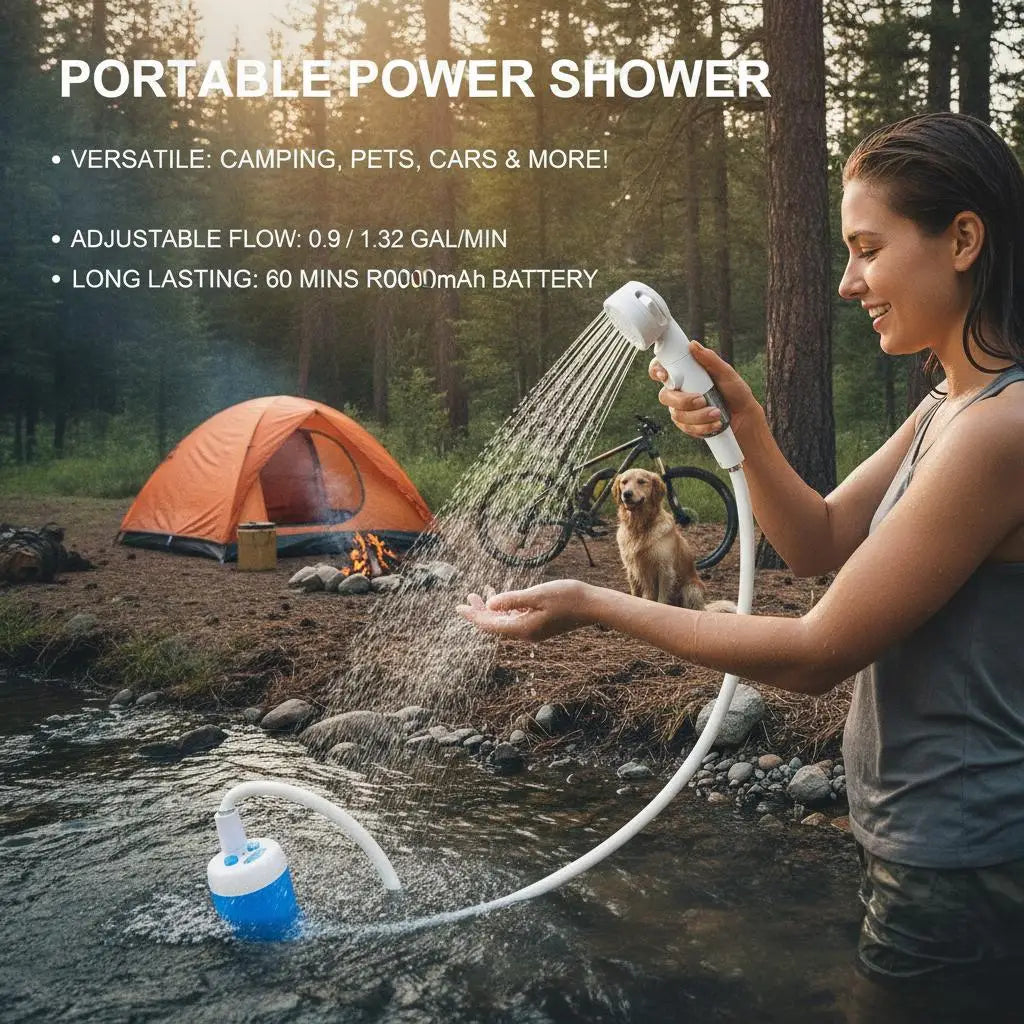Outdoor Shower Portable Handheld Rechargeable Gentle Pet Bath Sprayer for Dogs and Cats Versatile Water Pump for Car Wash Garden Watering and Flower Care Cordless Low Energy Bath Grooming Equipment Kit Whispering Desires Shoppe