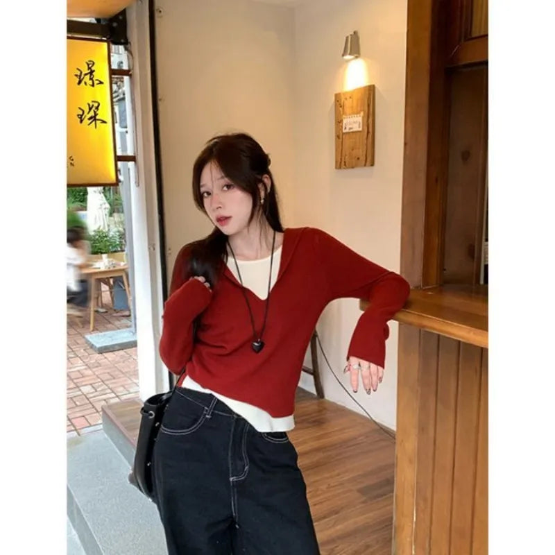 Women's Layered-Look Hooded Top and Cargo Pants Set