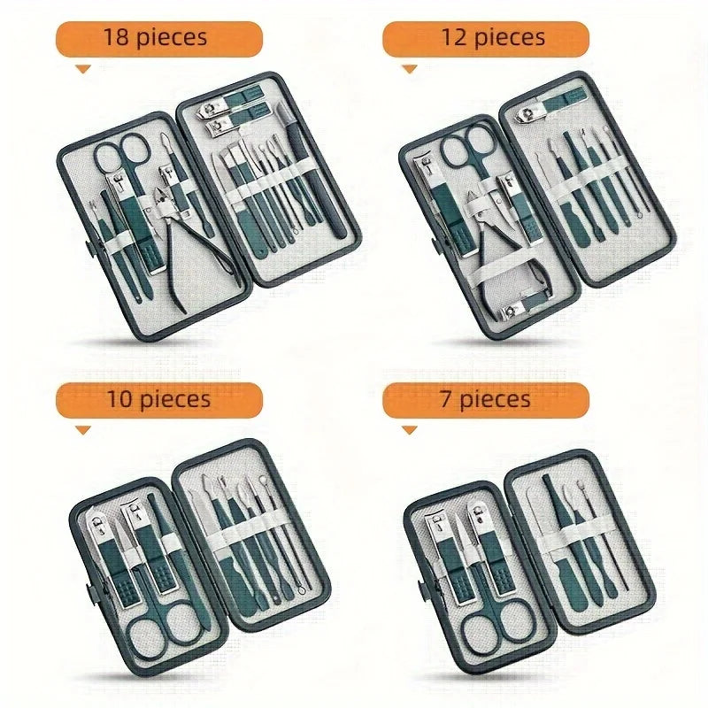 Stainless Steel Manicure & Pedicure Kit with Case