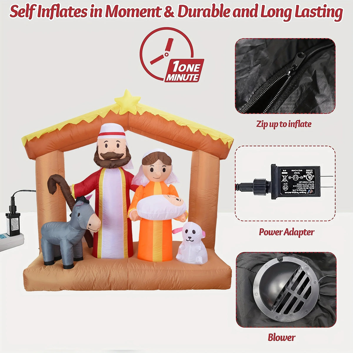 6-Foot LED Inflatable Nativity Scene