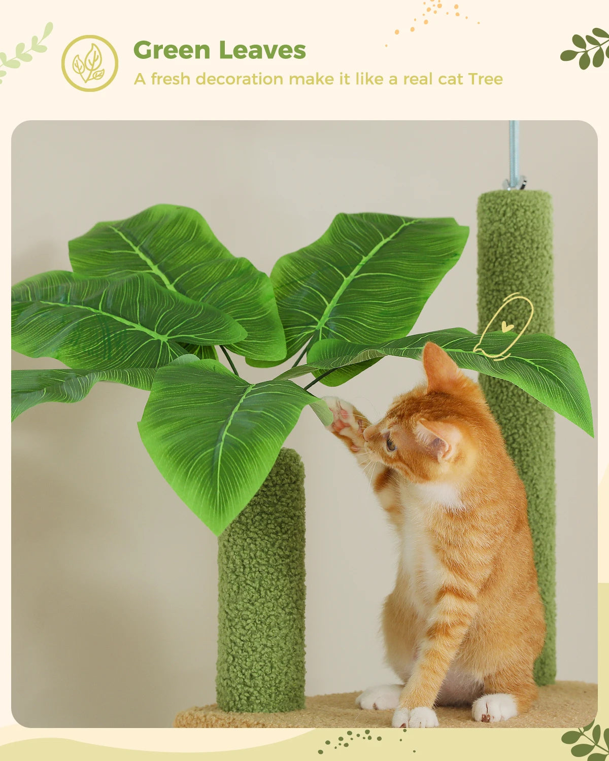Cactus Cat Tree Floor to Ceiling Cat Tower Adjustable Height with Cat Condo Cozy Hammock and Scratching Post Tall Activity Tree Whispering Desires Shoppe