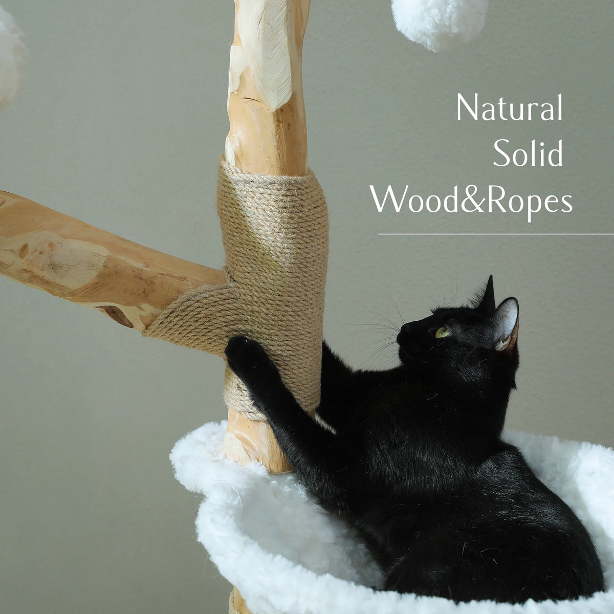Flower Cat Tree with Wicker Basket Bed