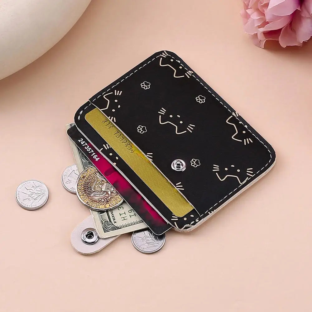 Women's Cat-Print Mini PU Wallet